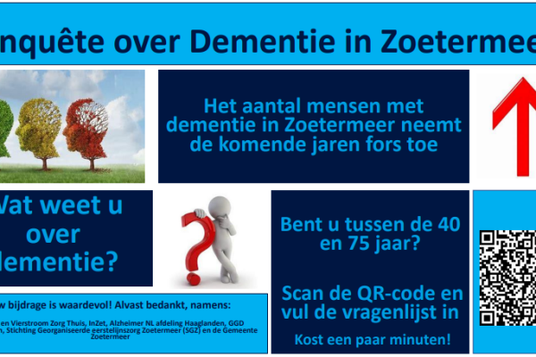Zoetermeer: Enquete Dementie voor leeftijd 40-75 jaar